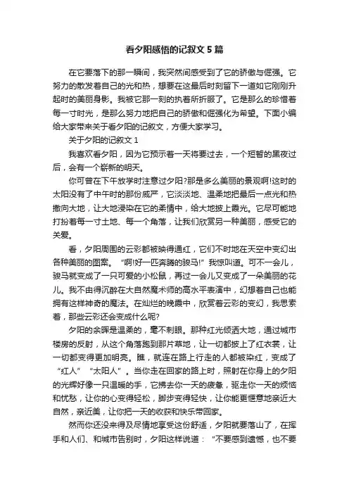 看夕阳感悟的记叙文5篇