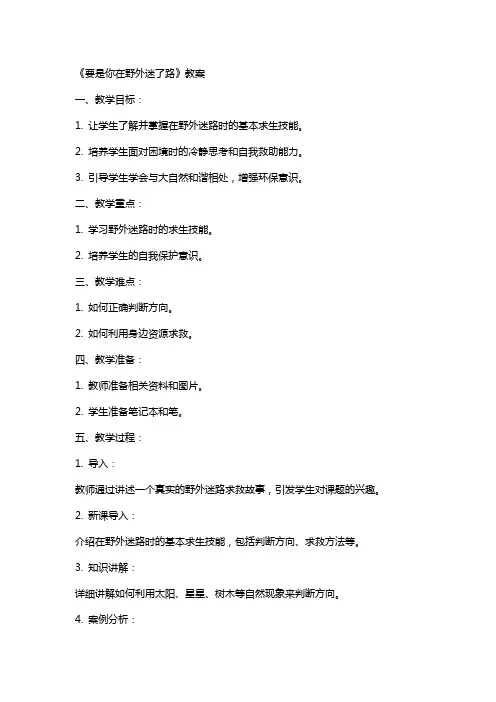 《要是你在野外迷了路》教案