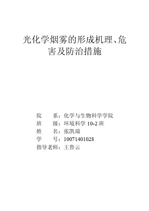 光化学烟雾的形成机理,危害及防治措施