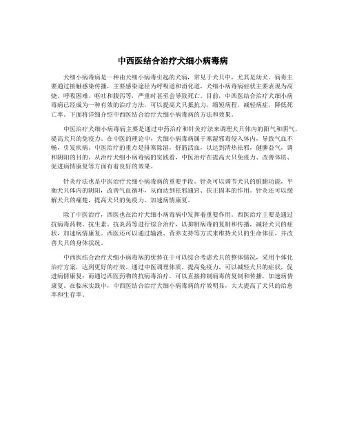 中西医结合治疗犬细小病毒病