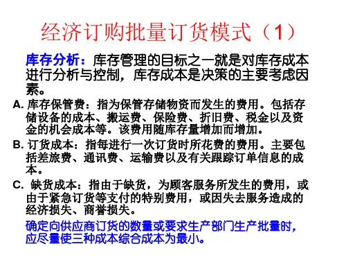 经济订购批量订货模式