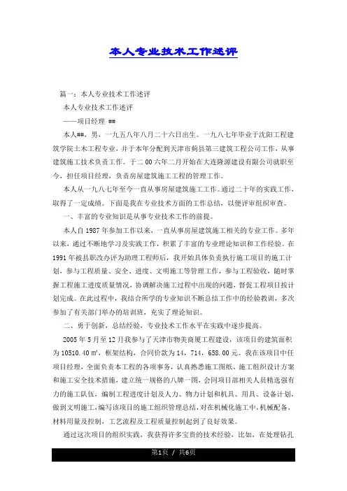本人专业技术工作述评.docx