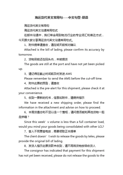 海运货代英文常用句----中文句型-双语