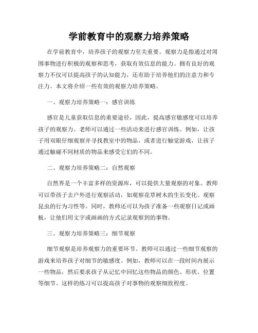 学前教育中的观察力培养策略