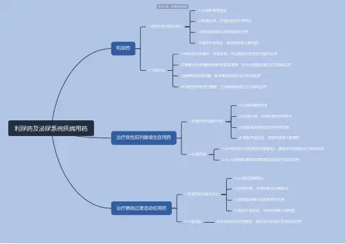 利尿药及泌尿系统疾病用药思维导图-高清简单脑图模板-知犀思维导图