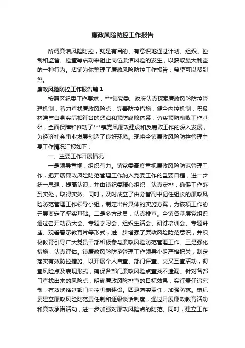 廉政风险防控工作报告
