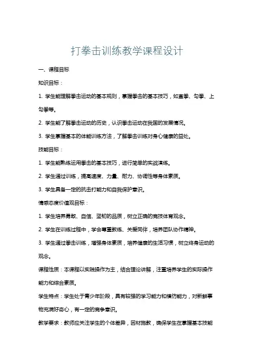 打拳击训练教学课程设计