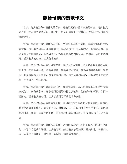 献给母亲的赞歌作文