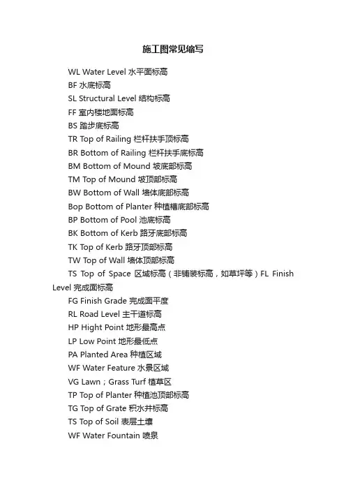 施工图常见缩写