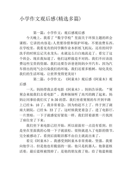 小学作文观后感(精选多篇)