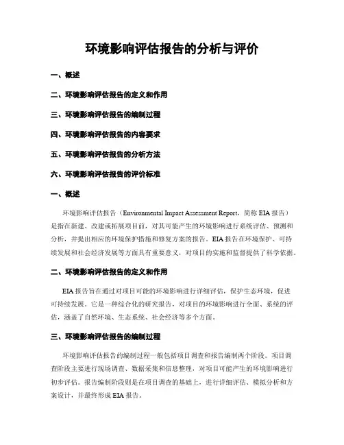 环境影响评估报告的分析与评价