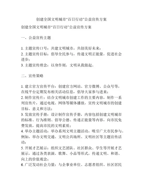 创建全国文明城市“百日行动”公益宣传方案