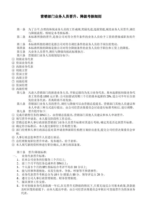 营销部门人员晋升-调任与降级管理制度