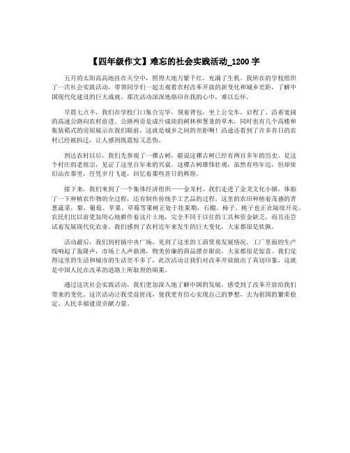 【四年级作文】难忘的社会实践活动_1200字