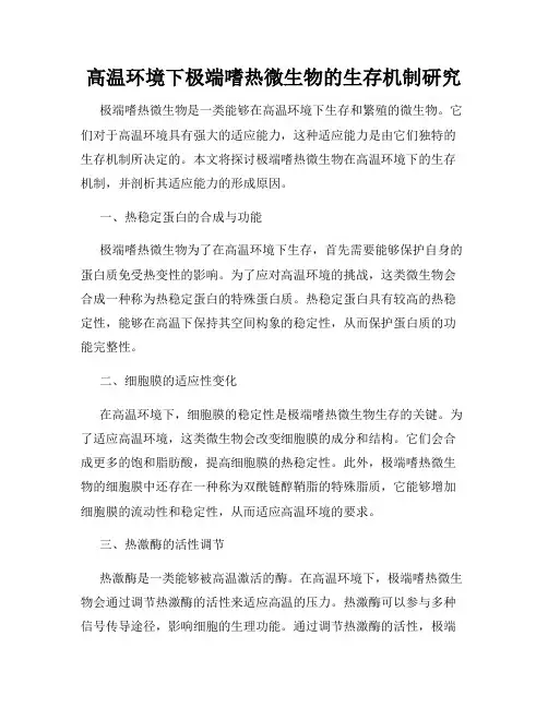 高温环境下极端嗜热微生物的生存机制研究
