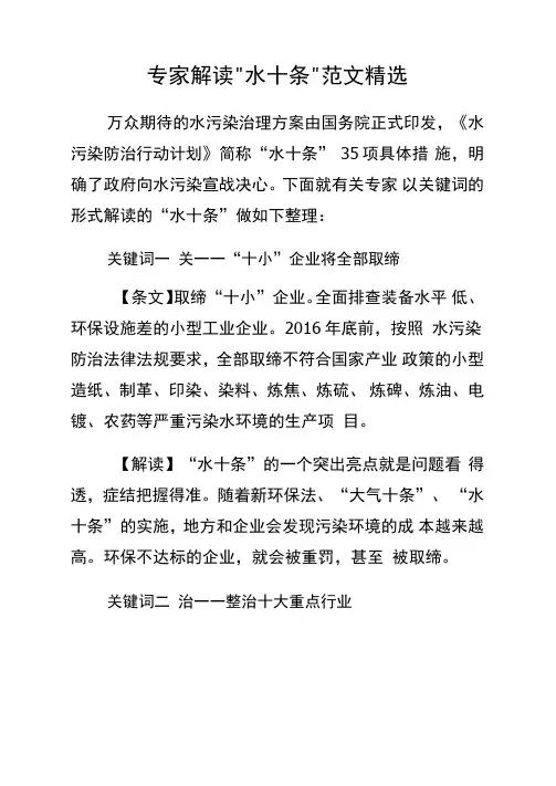 专家解读“水十条”范文