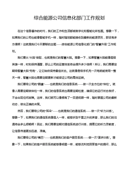 综合能源公司信息化部门工作规划