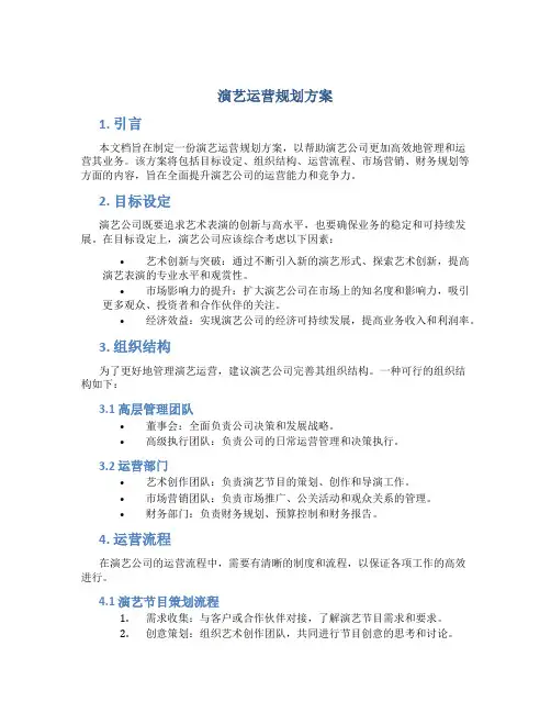 演艺运营规划方案