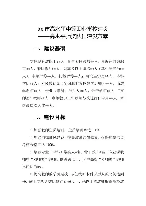 高水平师资队伍建设方案