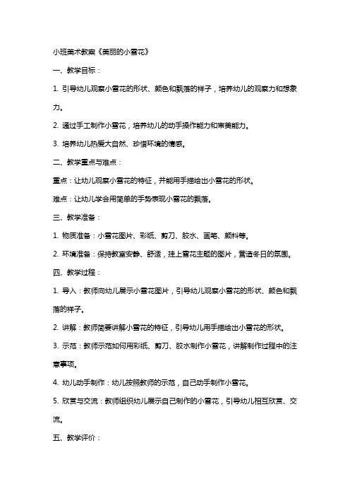 小班美术教案《美丽的小雪花》
