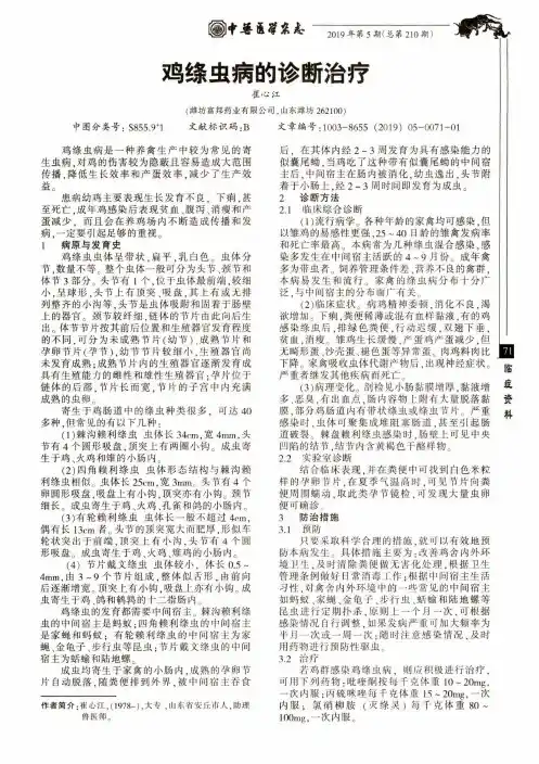鸡绦虫病的诊断治疗