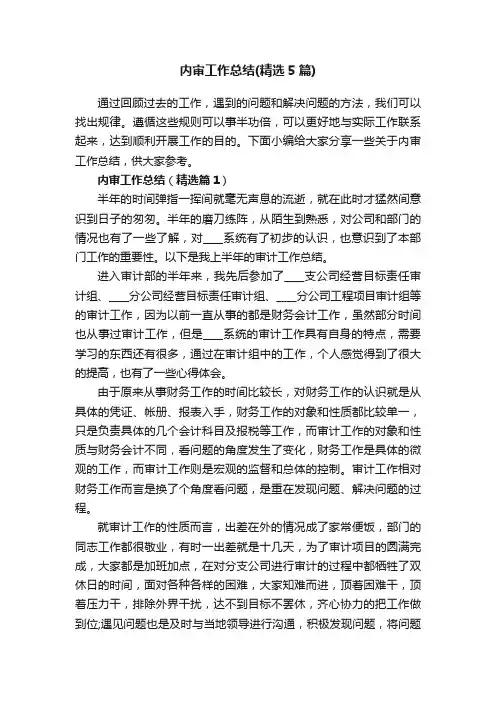 内审工作总结（精选5篇）