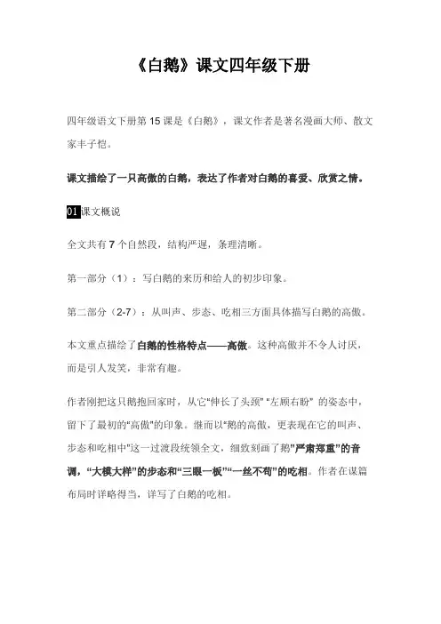 《白鹅》课文四年级下册