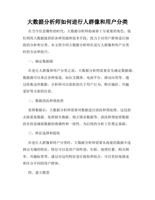 大数据分析师如何进行人群像和用户分类