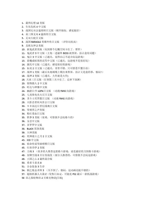 PS2经典游戏