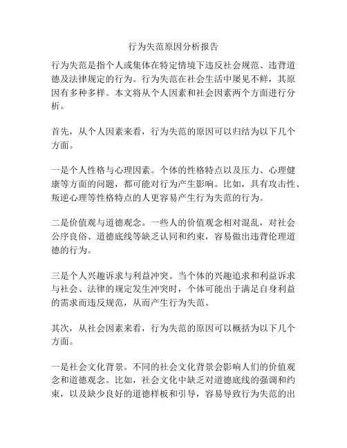 行为失范原因分析报告