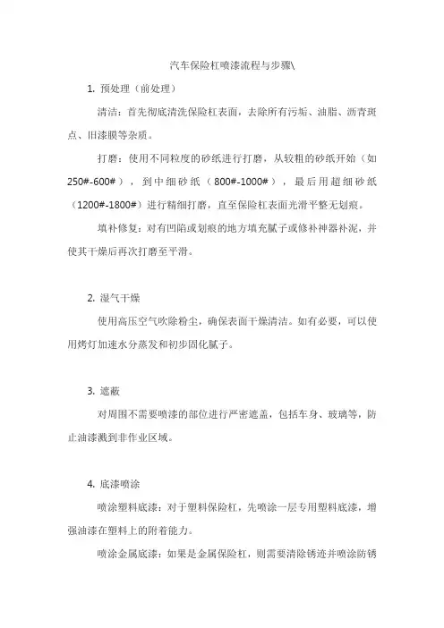 汽车保险杠喷漆流程与步骤