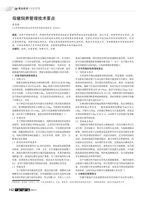 母猪饲养管理技术要点