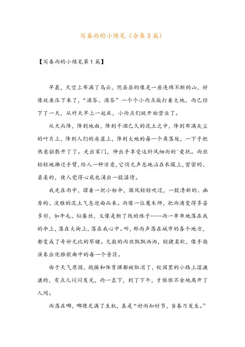 写春雨的小练笔(合集3篇)