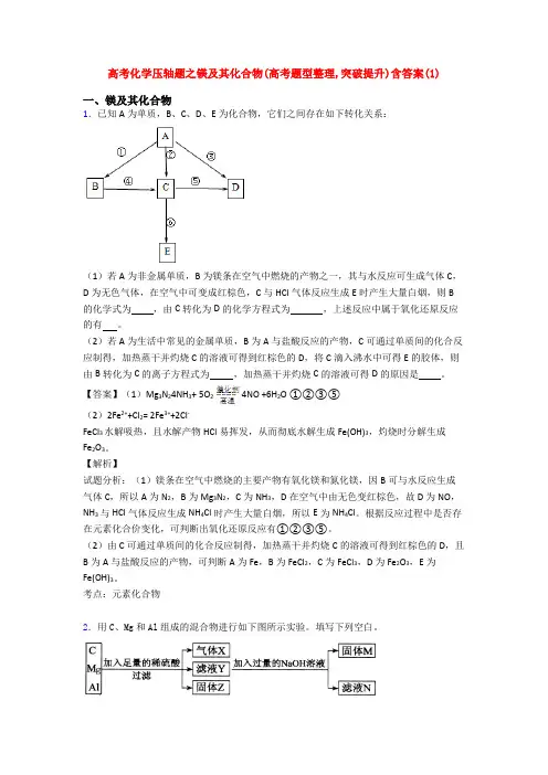 高考化学压轴题之镁及其化合物(高考题型整理,突破提升)含答案(1)