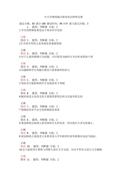 中小学教师融合教育知识网络竞赛(98分)