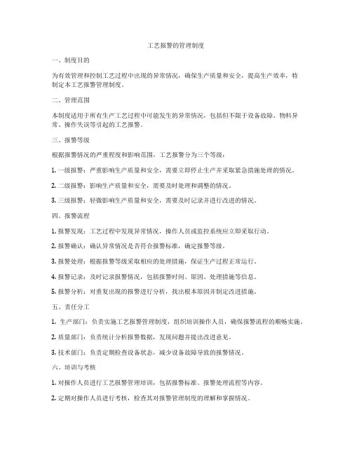 工艺报警的管理制度