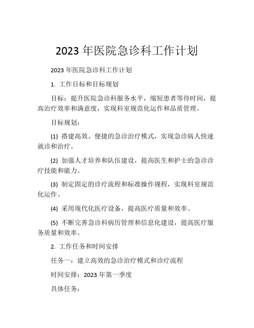 2023年医院急诊科工作计划