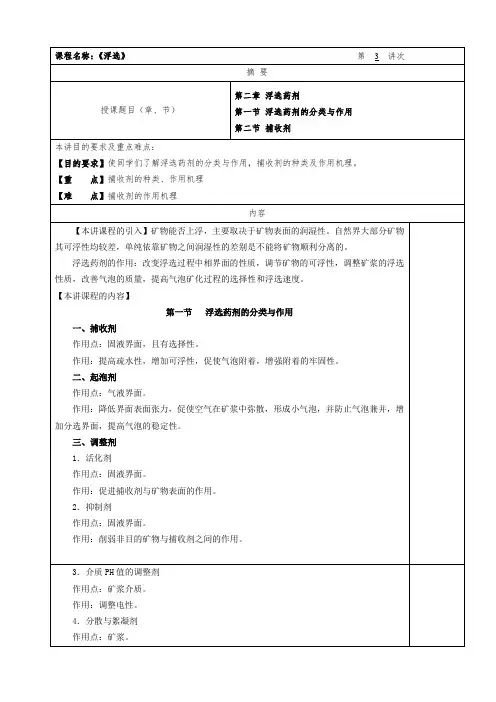 华北理工选矿学教案03浮选-3浮选药剂的分类与作用及捕收剂