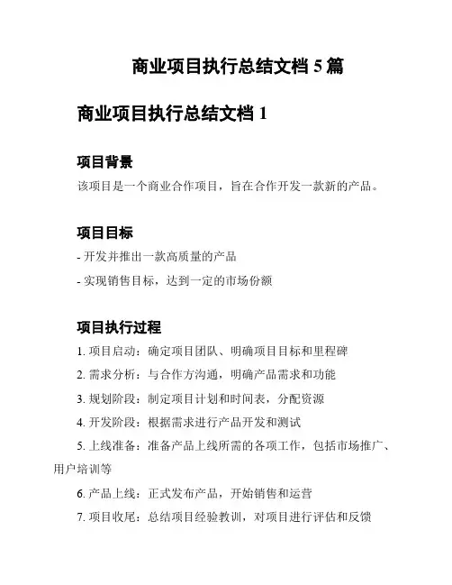 商业项目执行总结文档5篇