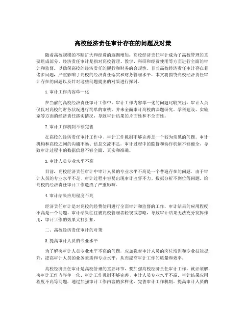 高校经济责任审计存在的问题及对策