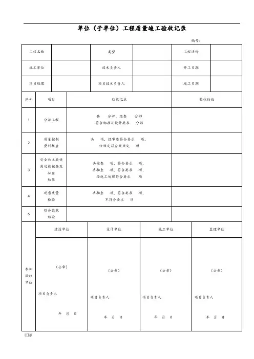 市政给排水管道工程检验批质量验收记录表