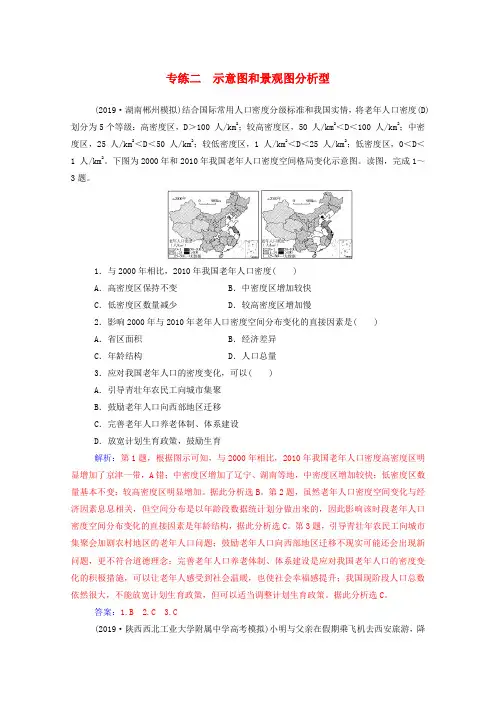 2020届高考地理二轮复习高考选择题专练专练二示意图和景观图分析型(含解析)