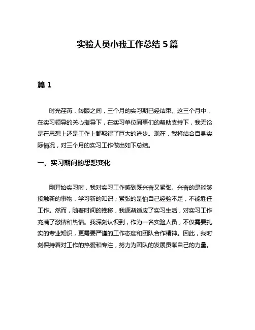 实验人员小我工作总结5篇