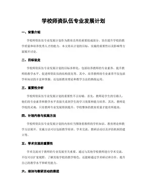 学校师资队伍专业发展计划