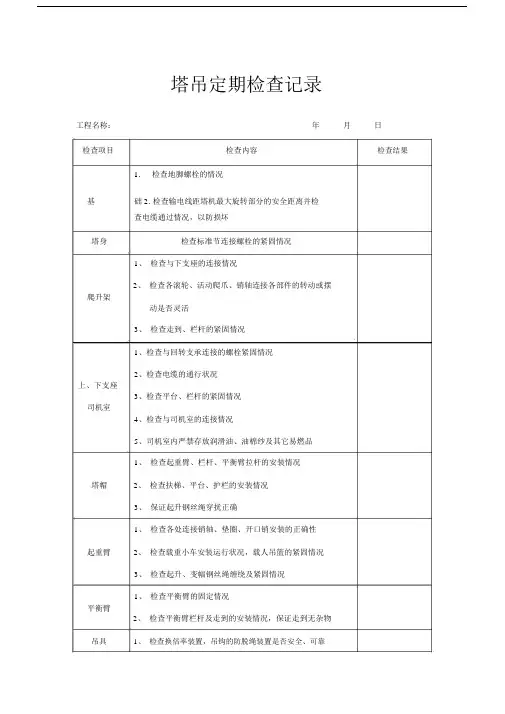 塔吊检查记录范文表.docx