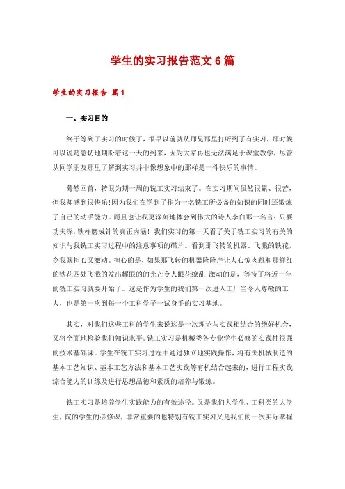 学生的实习报告范文6篇