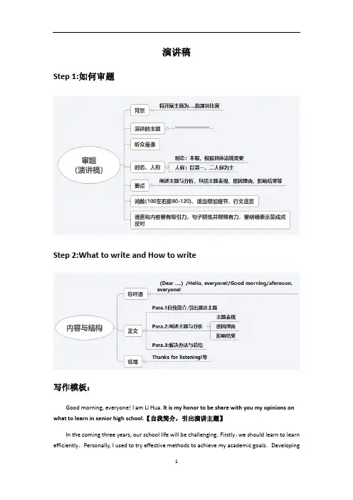 高中英语作文写作 应用文写作演讲稿