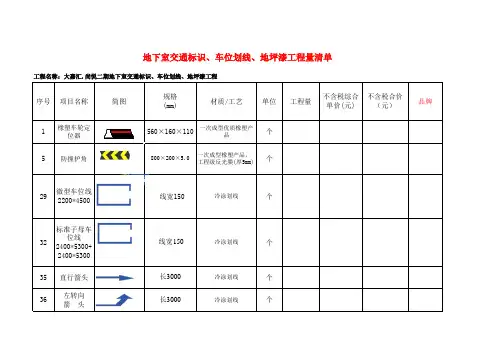 地下车库清单