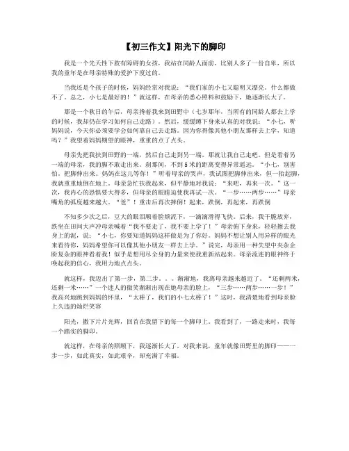 【初三作文】阳光下的脚印