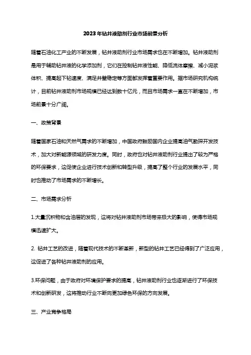2023年钻井液助剂行业市场前景分析
